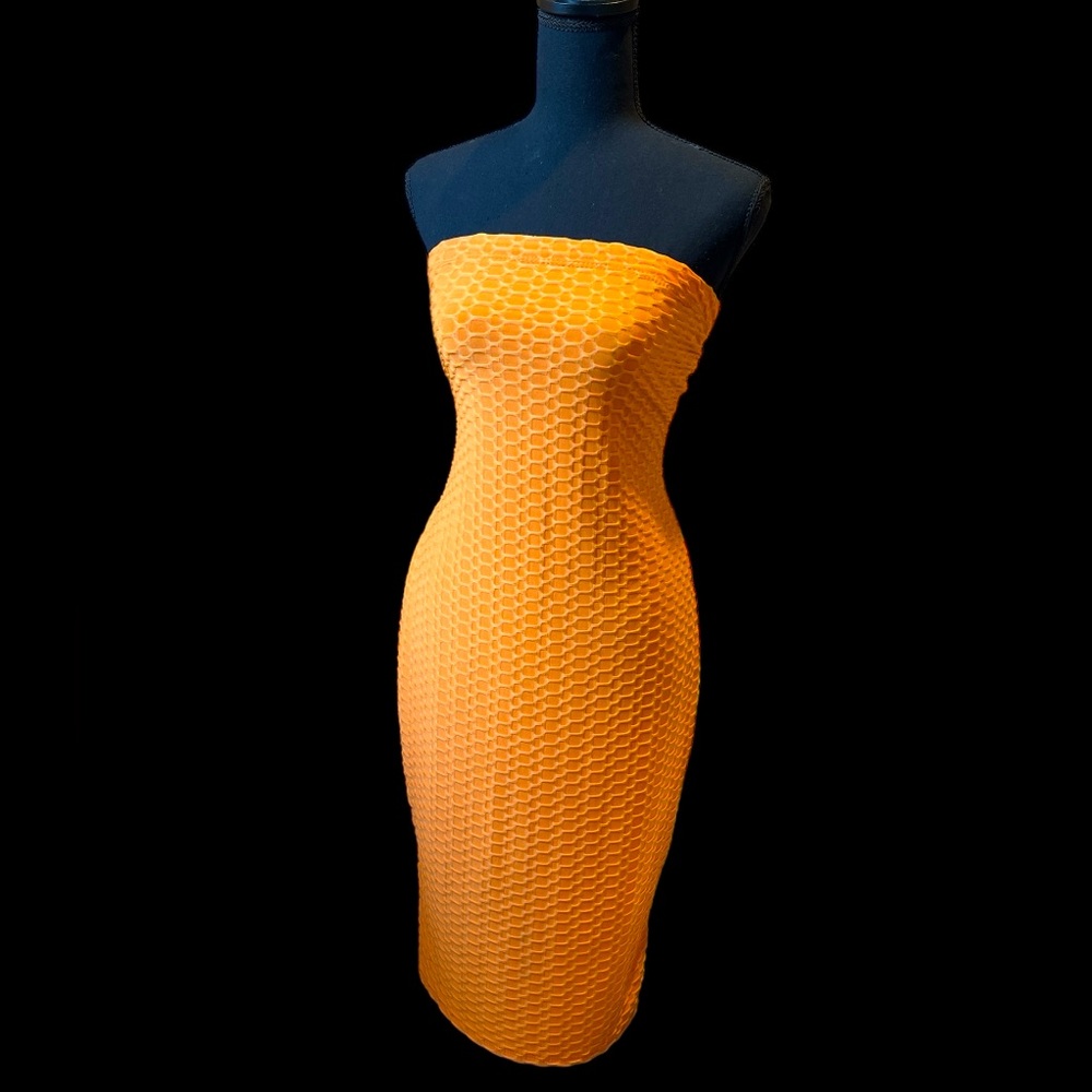 Orange bodycon/cover-up midi dress size large